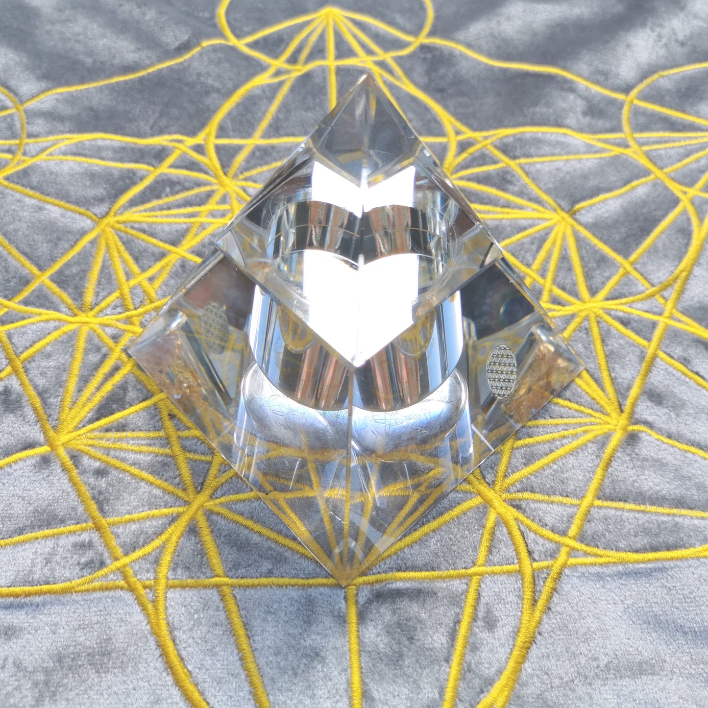 i-Geo Silver Metatron Mat for Crystals and i-Xing Pyramid